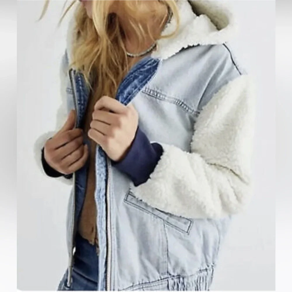 NEW! Free People Cozy Track Denim Jacket 🤍 - Picture 3 of 6